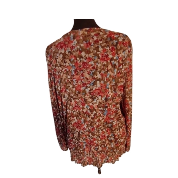 Flowy ruffle v neck dark academia poet style floral long sleeve Tunic top sz 3x - Picture 2 of 12